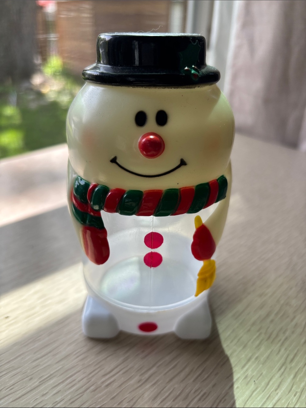 Snowman Drink Container - Red, Green, Black, White